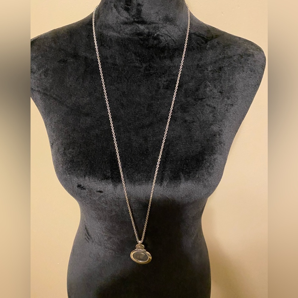 Liz Claiborne silver necklace with eye glass